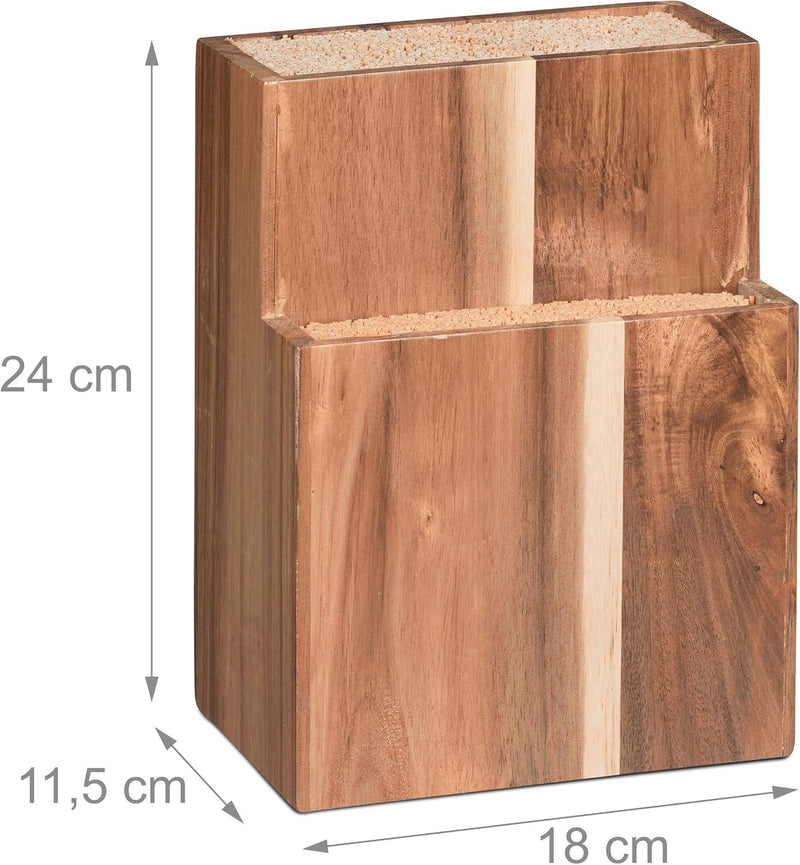 Relaxdays Messerblock unbestückt mit Borsten, ohne Messer, für 11 Messer aller Art, Messerhalter HBT