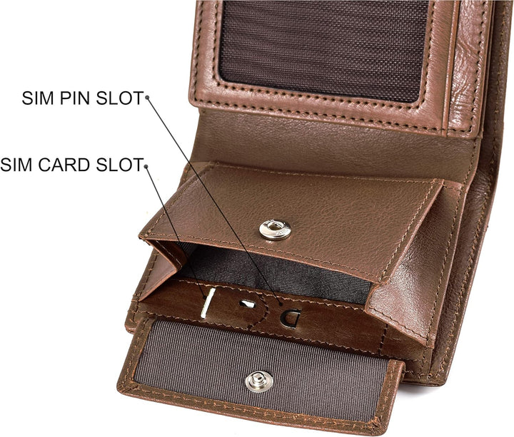 Portmonee Männer | Geldbörse Leder Herren RFID Schutz | mit Münzfach [Used-Look Vintage braun] Crazy