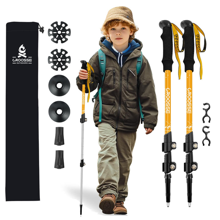 Teleskop-Trekkingstöcke für Kinder, leichte Aluminium-Wanderstöcke, 2er-Set | Croosseoutdoors 185 g