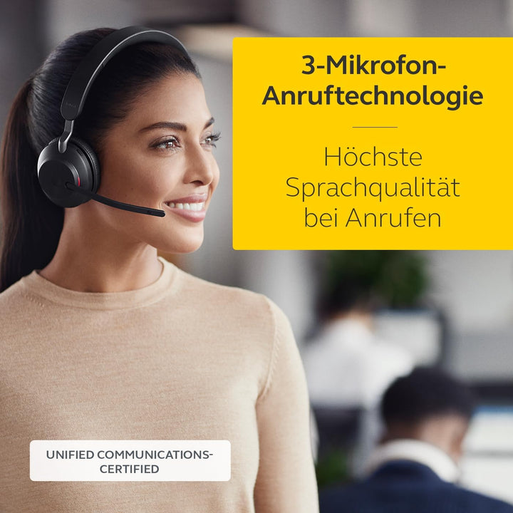 Jabra Evolve2 65 Wireless PC Headset with Charging Stand – Noise Cancelling UC Certified Mono Headph