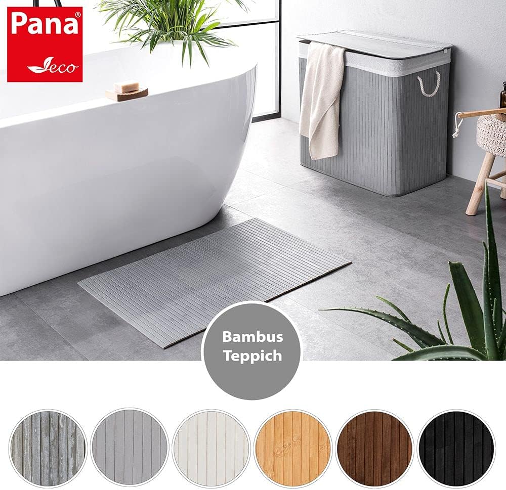 PANA Bambus Badematte • Bambusmatte waschbar • Holz Läufer Badezimmer • 100% Bambus • Grösse: 50x80c