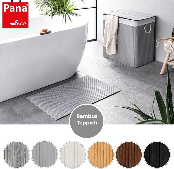 PANA Bambus Badematte • Bambusmatte waschbar • Holz Läufer Badezimmer • 100% Bambus • Grösse: 50x80c