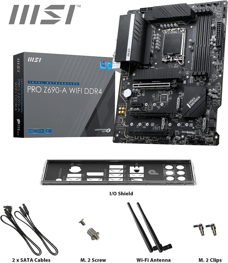 MSI PRO Z690-A WIFI DDR4 Mainboard ATX, unterstützt Intel Prozessoren 12. Generation, LGA 1700 - 14