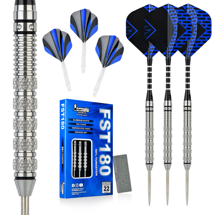 Formula Sports Dartpfeile 90% Tungsten Steel-Dartpfeile mit Flights und Schäfte 3 Stück 6376-22, 637