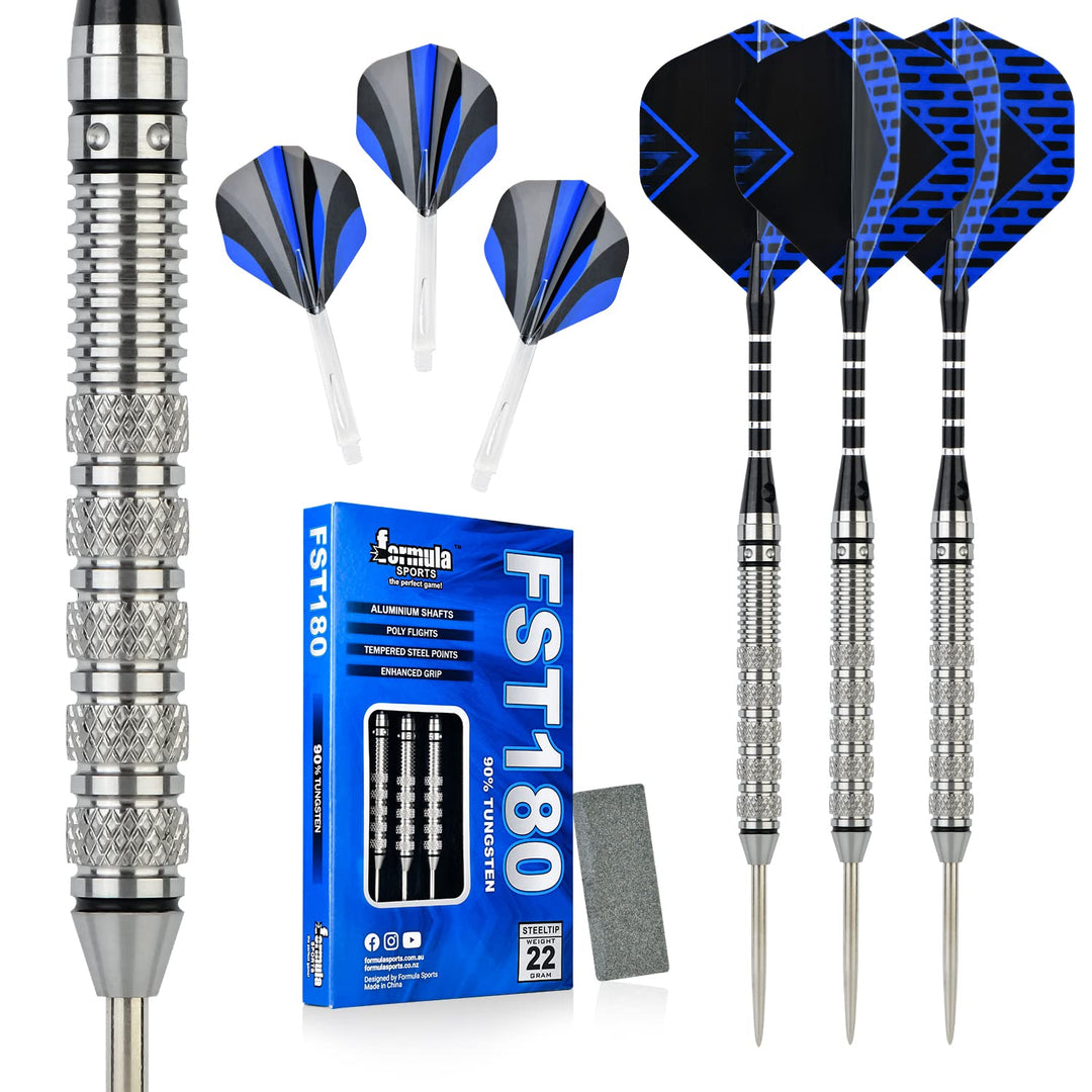 Formula Sports Dartpfeile mit Metallspitze 90% Tungsten Steel-Dartpfeile 3 Stück Profi Steeldarts in