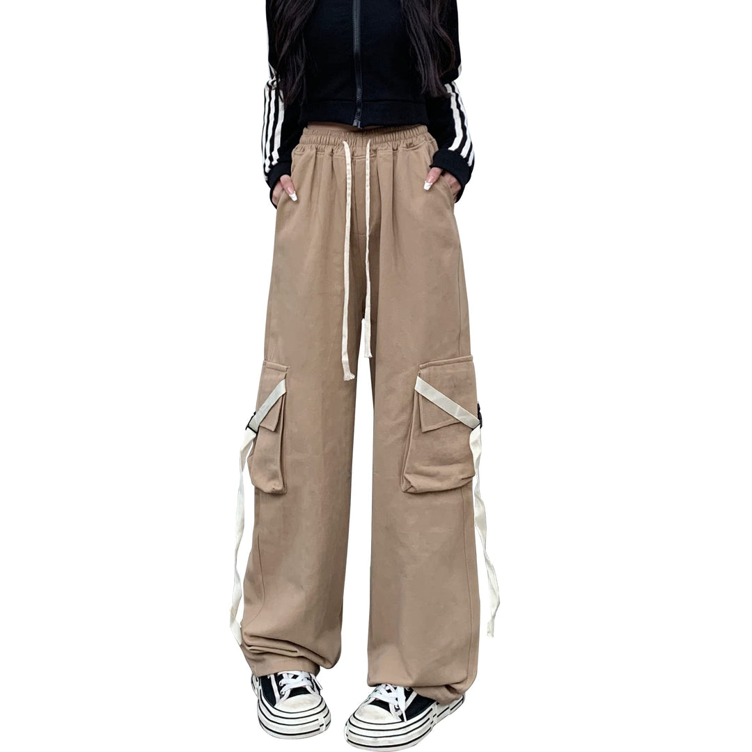 Linsennia Y2k Cargohose Damen Baggy Parachute Pants Teenager Mädchen Weite High Waist Streetwear M K