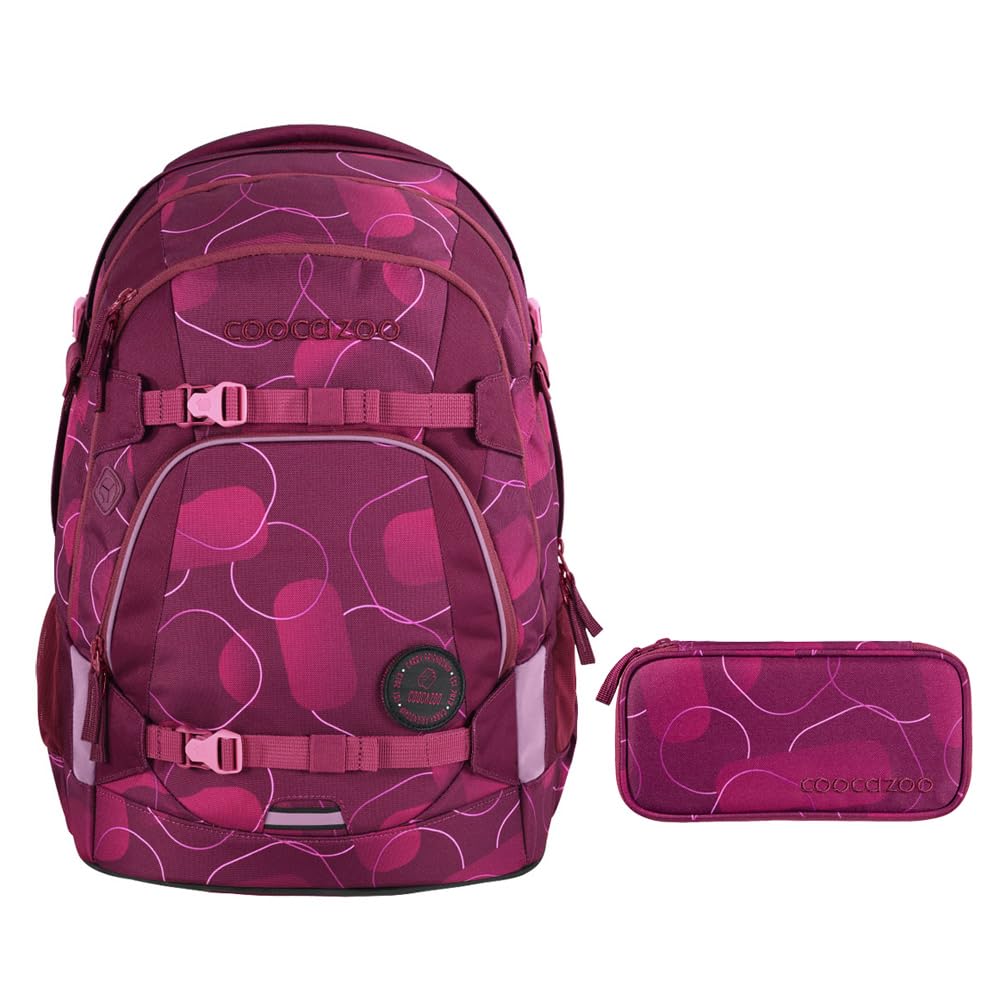 coocazoo MATE Schulrucksack-Set 2tlg inkl. Schlamperbox Berry Bubbles, Berry Bubbles