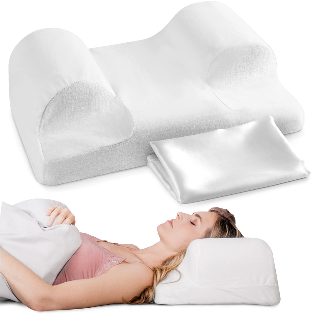 YourFacePillow mit Satinbezug - Nackenkissen - Anti-Falten Anti-Aging Memory Foam Kissen - Nackenstü