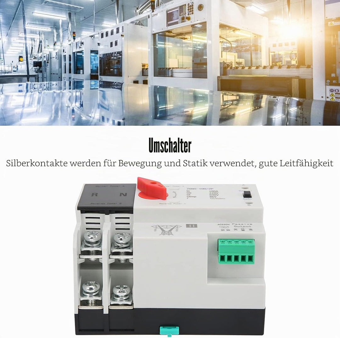 DEWIN Automatischer Transferschalter, 2P Dual Power Automatischer Transferschalter Ununterbrochener