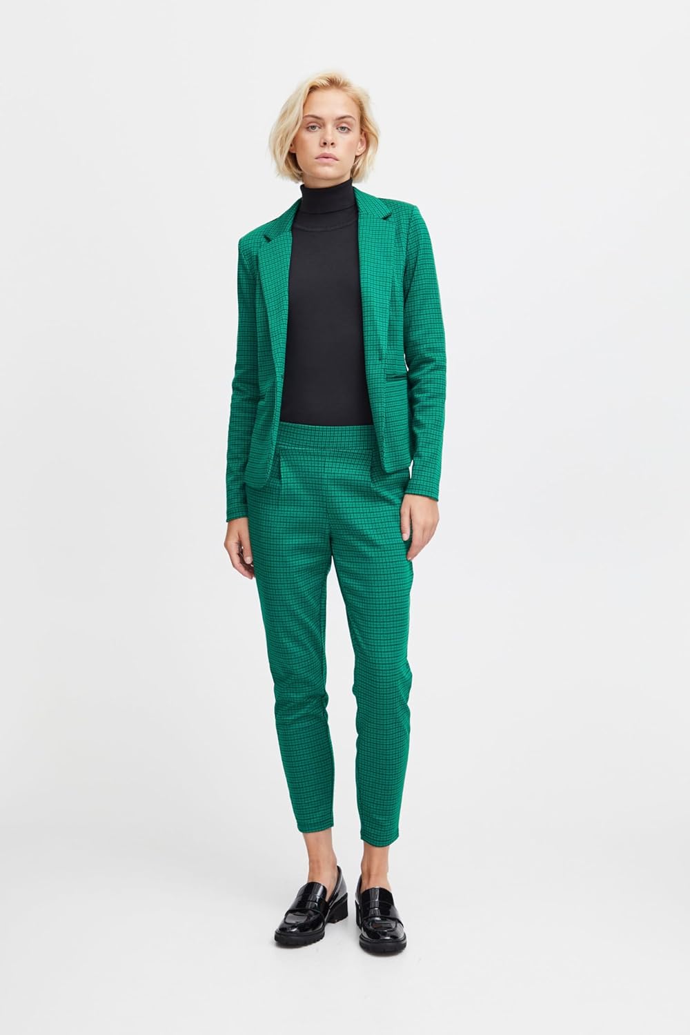 ICHI IHKATE Cameleon PA Damen Hose Stoffhose mit Stretch Enger Schnitt Elastikbund XL Cadmium Green