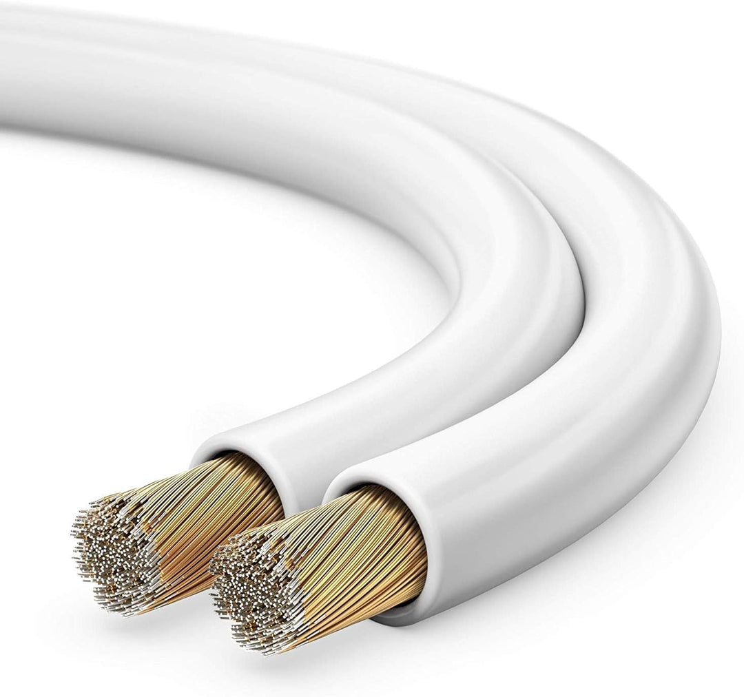 sonero® 100 Meter 2x1,50mm² CCA Lautsprecherkabel / Boxenkabel, Farbe: weiss 2x1,50mm² 100m weiss, 2