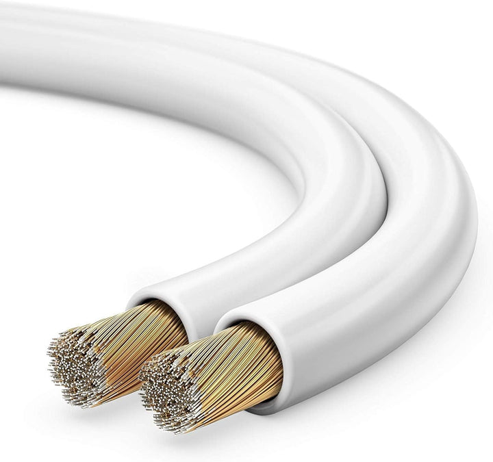 sonero® 100 Meter 2x1,50mm² CCA Lautsprecherkabel / Boxenkabel, Farbe: weiss 2x1,50mm² 100m weiss, 2