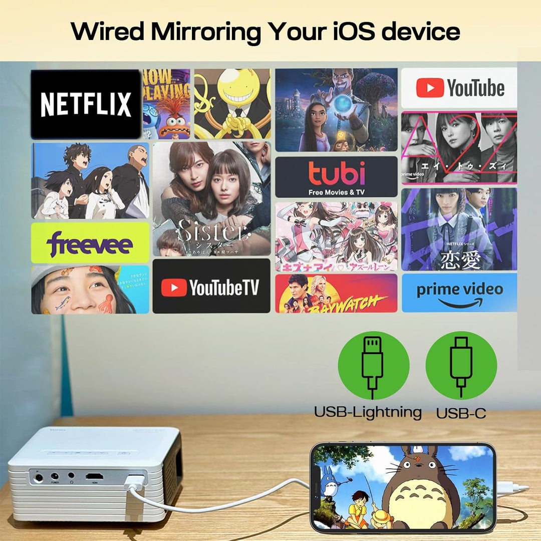 Mini Beamer – Projektor Full HD 1080P unterstützt, Yoton Y3 Beamer Handy für Telefon/PC/PS4/PS5/Xbox