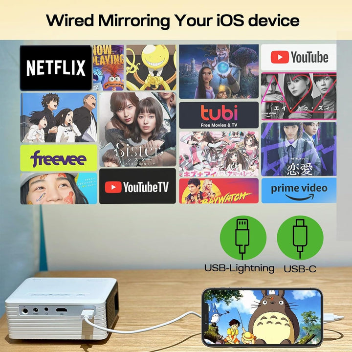 Mini Beamer – Projektor Full HD 1080P unterstützt, Yoton Y3 Beamer Handy für Telefon/PC/PS4/PS5/Xbox
