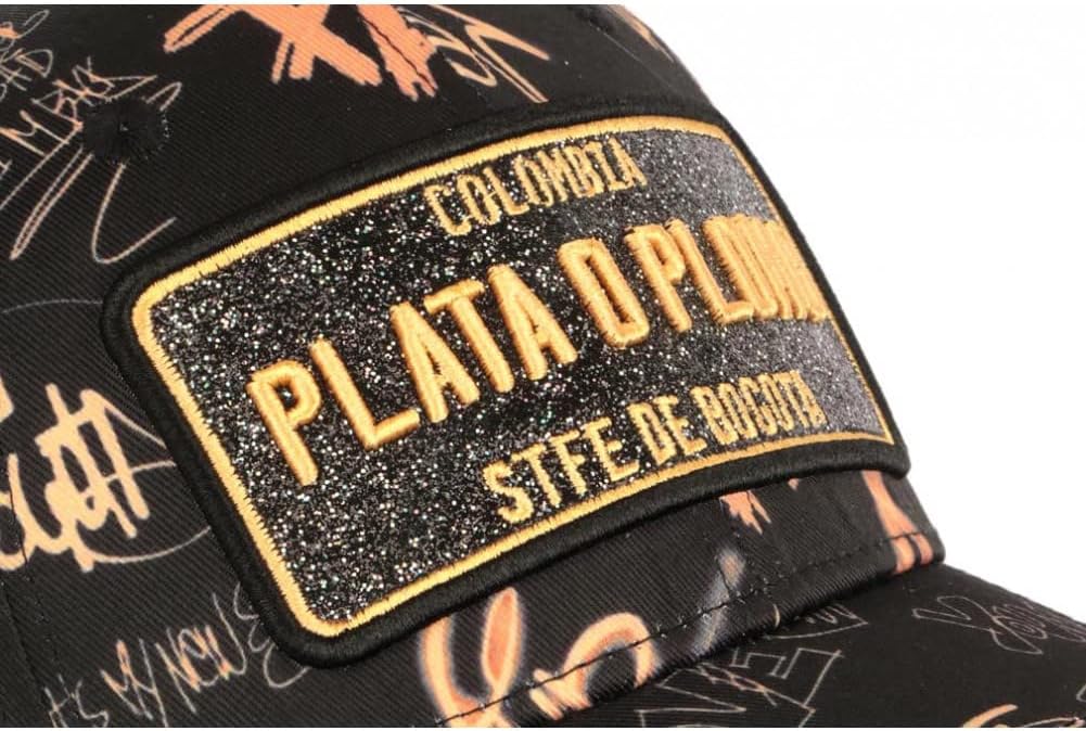 Kappe Plata o Plomo Orange und Schwarz Strass Fashion Rich Colombia Baseball - Grösse: Einheitsgröss