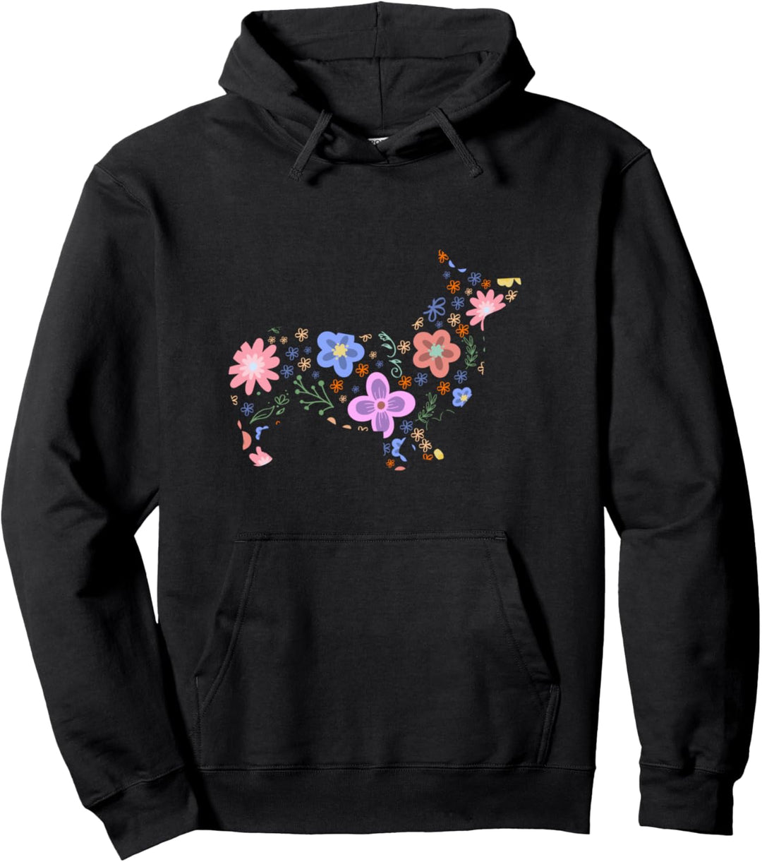 Korgi Blumen Silhouette Geschenke Corgi Hundebesitzer Gesche Pullover Hoodie