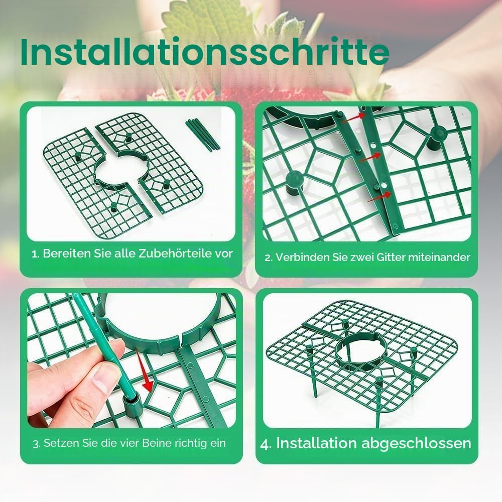 10 Stück Erdbeerstützen Ständer, Erdbeeren Schutz Quadratisch Erdbeerreifer Erdbeerregal Abnehmbares