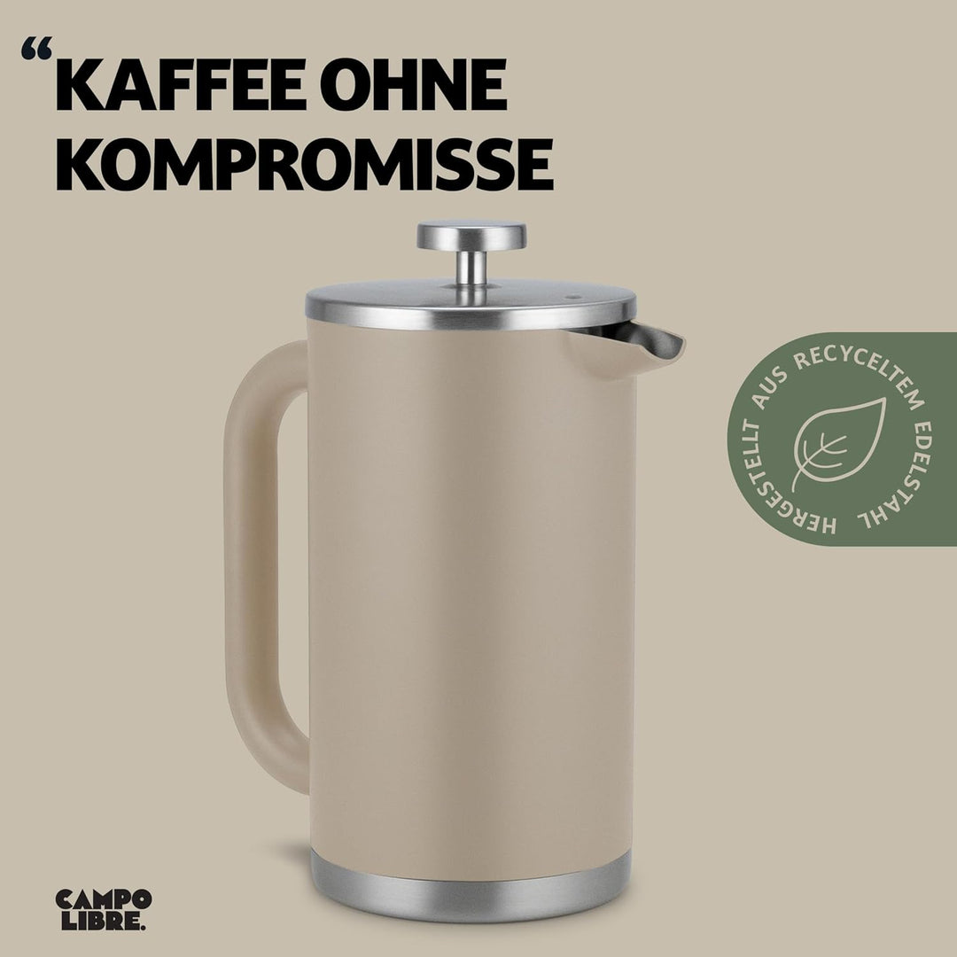 Campo Libre.® Giorgio. French Press I Kaffeebereiter aus doppelwandigem Edelstahl 0,6l I plastikfrei