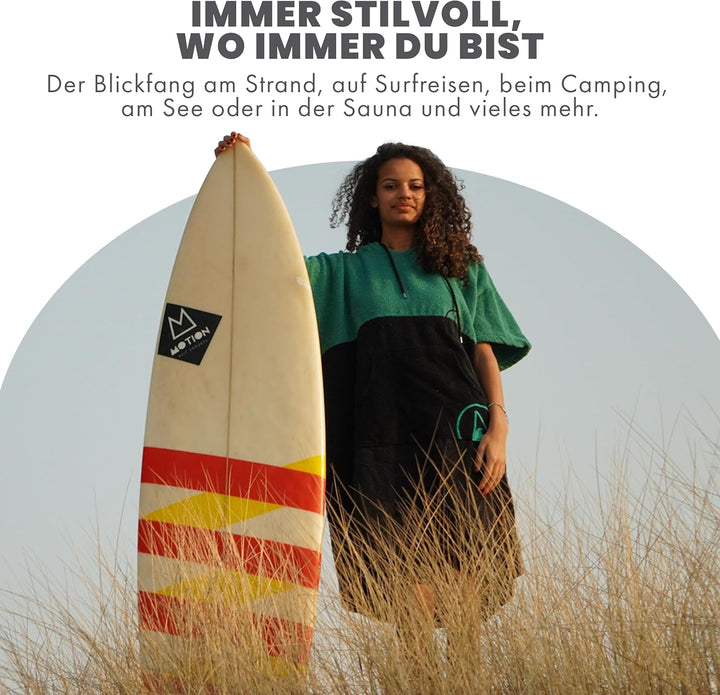 WAVE HAWAII Poncho Aveiro Surfponcho 100% Baumwolle für Körpergrössen von 170-200 cm Umkleidehilfe f