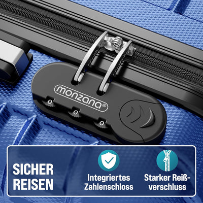 MONZANA® 4tlg Kofferset Schloss Organizer Kofferwaage Gurt Gel-Griffe Zwillingsrollen Standfüsse Tro