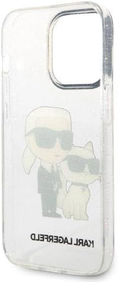 Karl Lagerfeld KLHCP14LHNKCTGT Hülle für iPhone 14 Pro 6,1" transparent hardcase Gliter Karl&Choupet