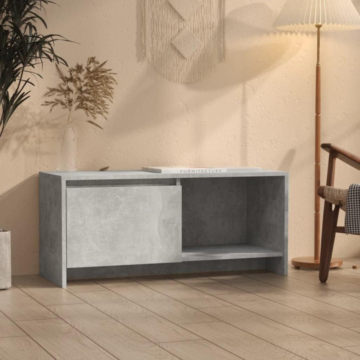 homiuse TV Board Betongrau 90x35x40 cm Holzwerkstoff Fernsehschrank Fernsehtisch TV Lowboard TV Komm