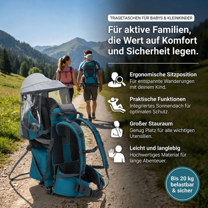 Fillikid Rückentrage Explorer Elite Exklusiv | Kindertrage für Wandern & Reise | Babytragerucksack m