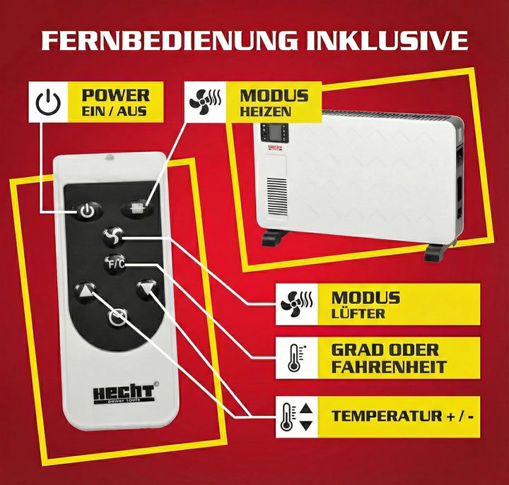 Hecht Elektroheizung (Brandneue Version) - Heizgerät für eine schnelle und wohlfühlende Wärme – Stro