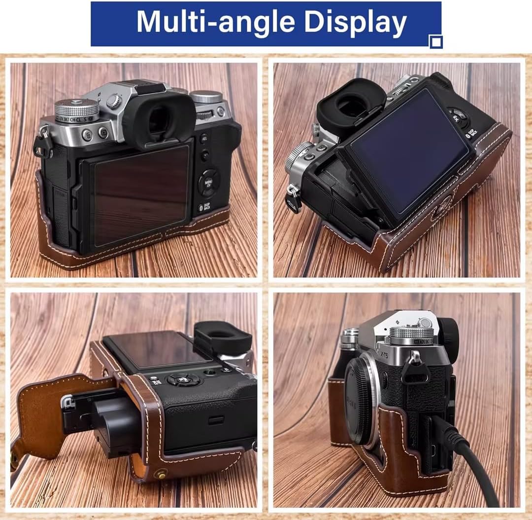 Rieibi Fuji XT5 Schutzhülle – hochwertige PU-Leder-Halbtasche für Fujifilm X-T5 Digitalkamera – Körp
