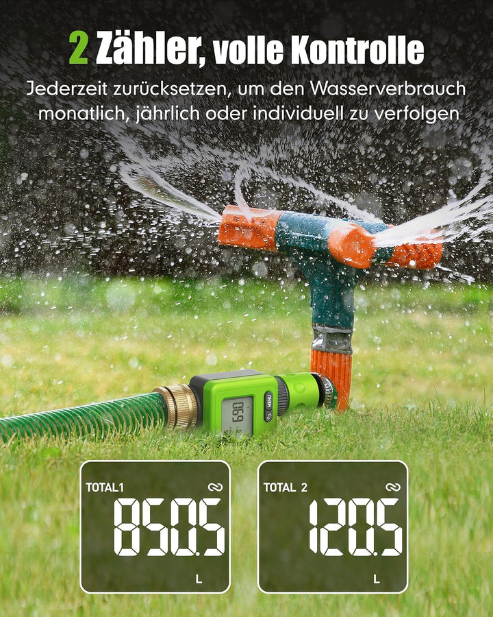 Rainpoint Smarter Bluetooth Wasserzähler mit Doppel-Messinganschlüssen, Wohnmobil Wassertank-Monitor