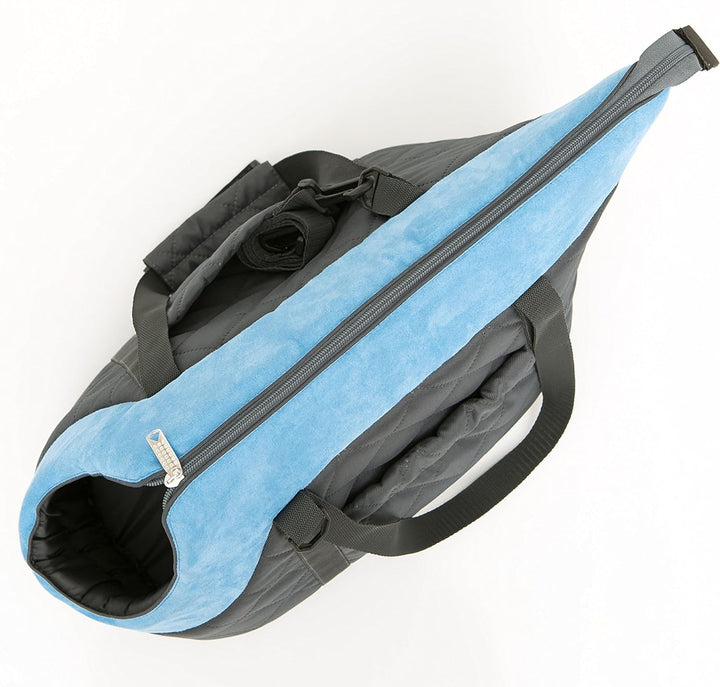 Hundetasche Tragetasche für kleinen und mittleren Hund Welpen Katze, Grau mit Türkis - von 5 kg L -