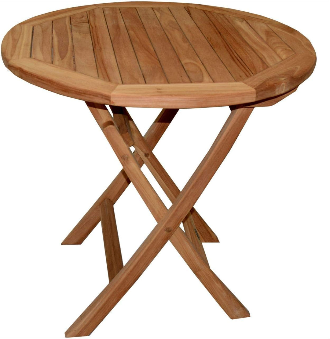 Klapptisch Salerno Teak Massivholz rund Durchmesser 80 cm