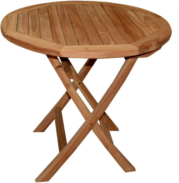 Klapptisch Salerno Teak Massivholz rund Durchmesser 80 cm