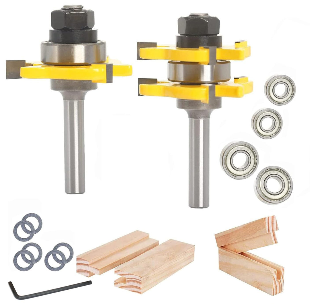 Sinoprotools 2 Teilig Nut- und Federfräser Set, Oberfräser Set 8mm Schaft für Elektro Oberfräsen,Nut