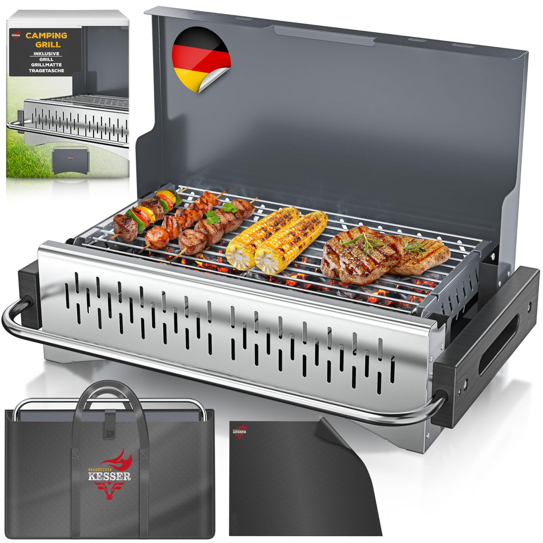 KESSER® Klappgrill tragbarer Camping Grill | Holzkohlegrill aus pulverbeschichtetem Stahl inklusive