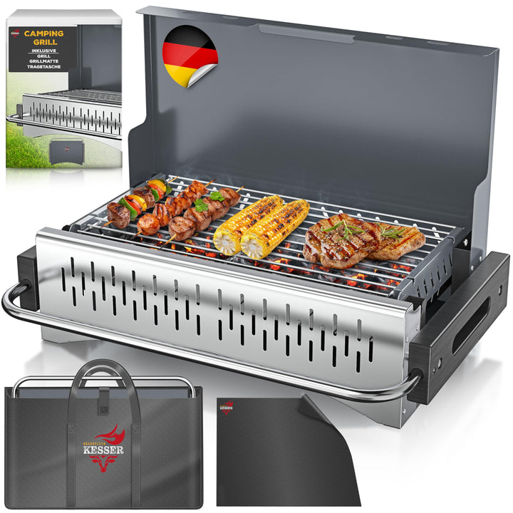 KESSER® Klappgrill tragbarer Camping Grill | Holzkohlegrill aus pulverbeschichtetem Stahl inklusive