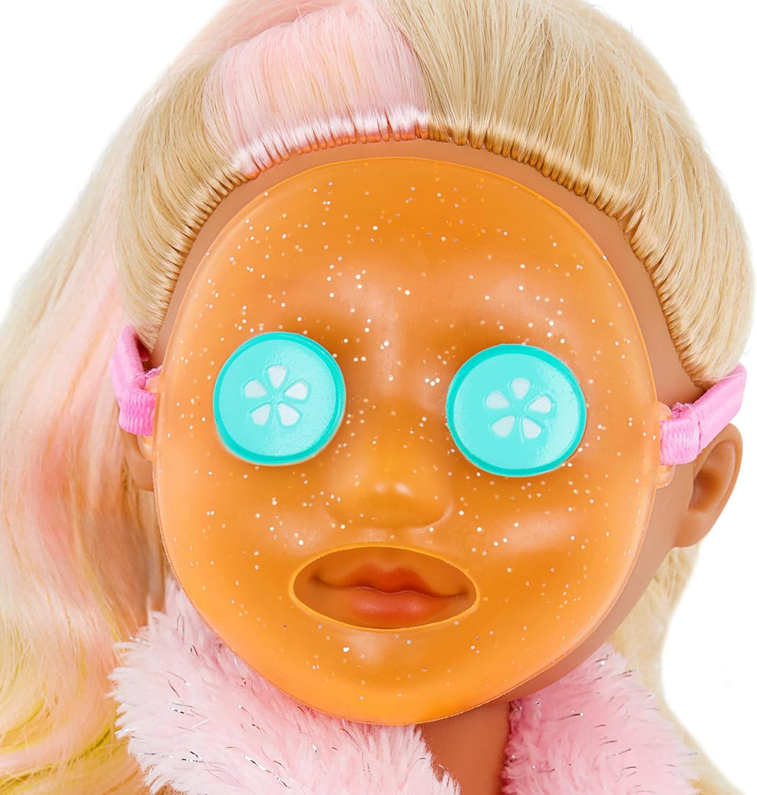 Glitter Girls - 36 cm Puppenkleidung - Badeoutfit mit Hausschuhen - Regenbogen Bademantel, Handtuch
