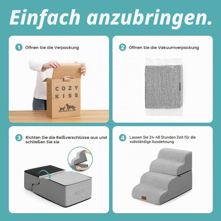 Breiter Hundetreppe für Kleine Hunde 50 cm, Hunderampe für Sofa, Hundetreppe Bett,Katzentreppe für A
