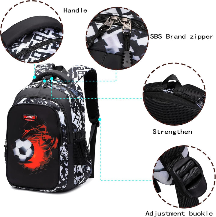 Asge Schulrucksack Jungen Teenager Schulranzen Mädchen 3 5 Klasse Ranzen Ergonomischem Kinder Fussba