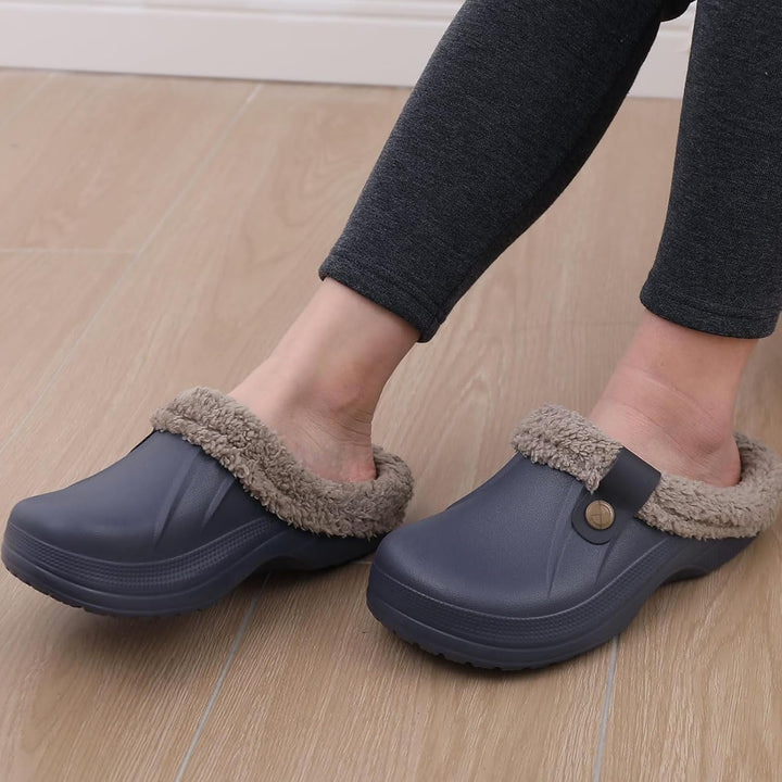 Clogs Hausschuhe Gefüttert Damen Herren Warm Winter Gartenschuhe Wasserdicht Wärme Gartenclogs rutsc