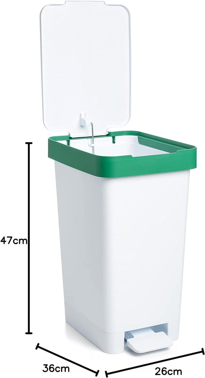 TATAY Mülleimer Küche Smart, 25L Fassungsvermögen, Einziehbares Pedal, Polypropylen, BPA-frei, 30L M