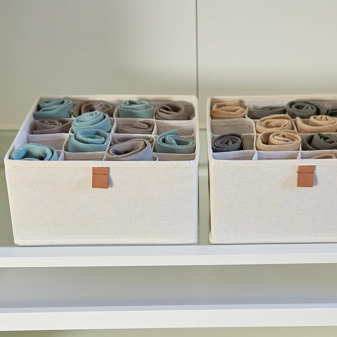 LOVE IT STORE IT Premium Schubladen Organizer 2-teilig - Schrank Organizer aus Stoff - 16 Fächer für