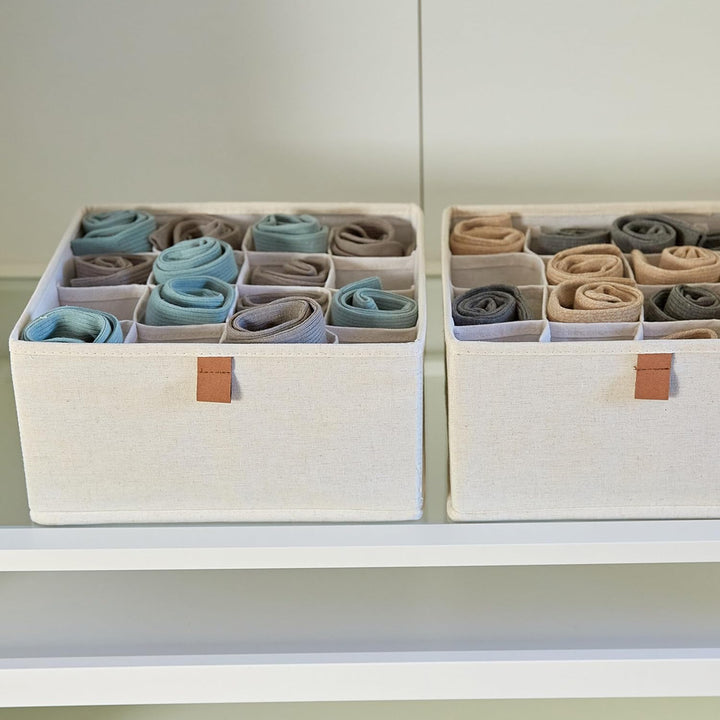 LOVE IT STORE IT Premium Schubladen Organizer 2-teilig - Schrank Organizer aus Stoff - 16 Fächer für