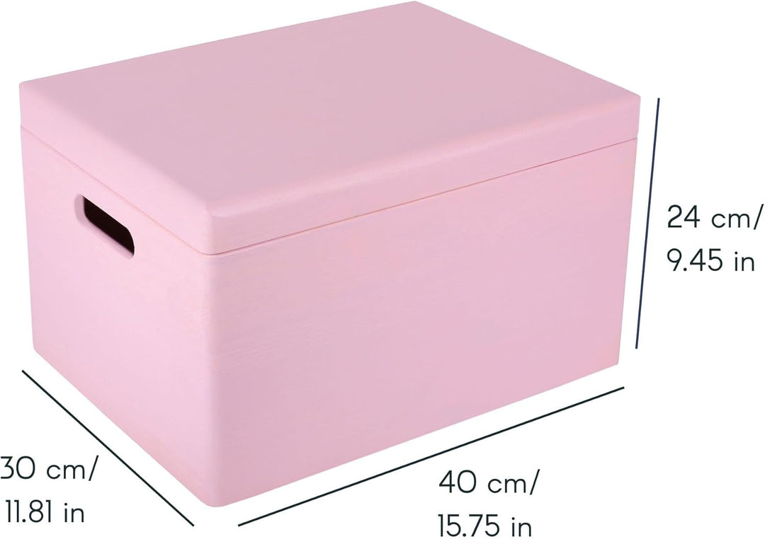Creative Deco XXL Rosa Grosse Holzkiste mit Deckel | 40x30x24 cm (+/-1cm) | Ostern Holztruhe Erinner