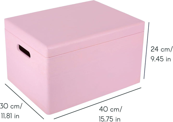 Creative Deco XXL Rosa Grosse Holzkiste mit Deckel | 40x30x24 cm (+/-1cm) | Ostern Holztruhe Erinner