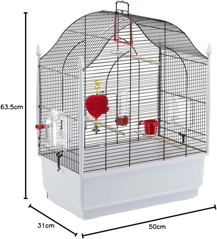 Ferplast Vogelkäfig Kanarienvogel, inkl. Vogelspielzeug, Vogel-Futternapf, Vogel-Sitzstangen, Schwar