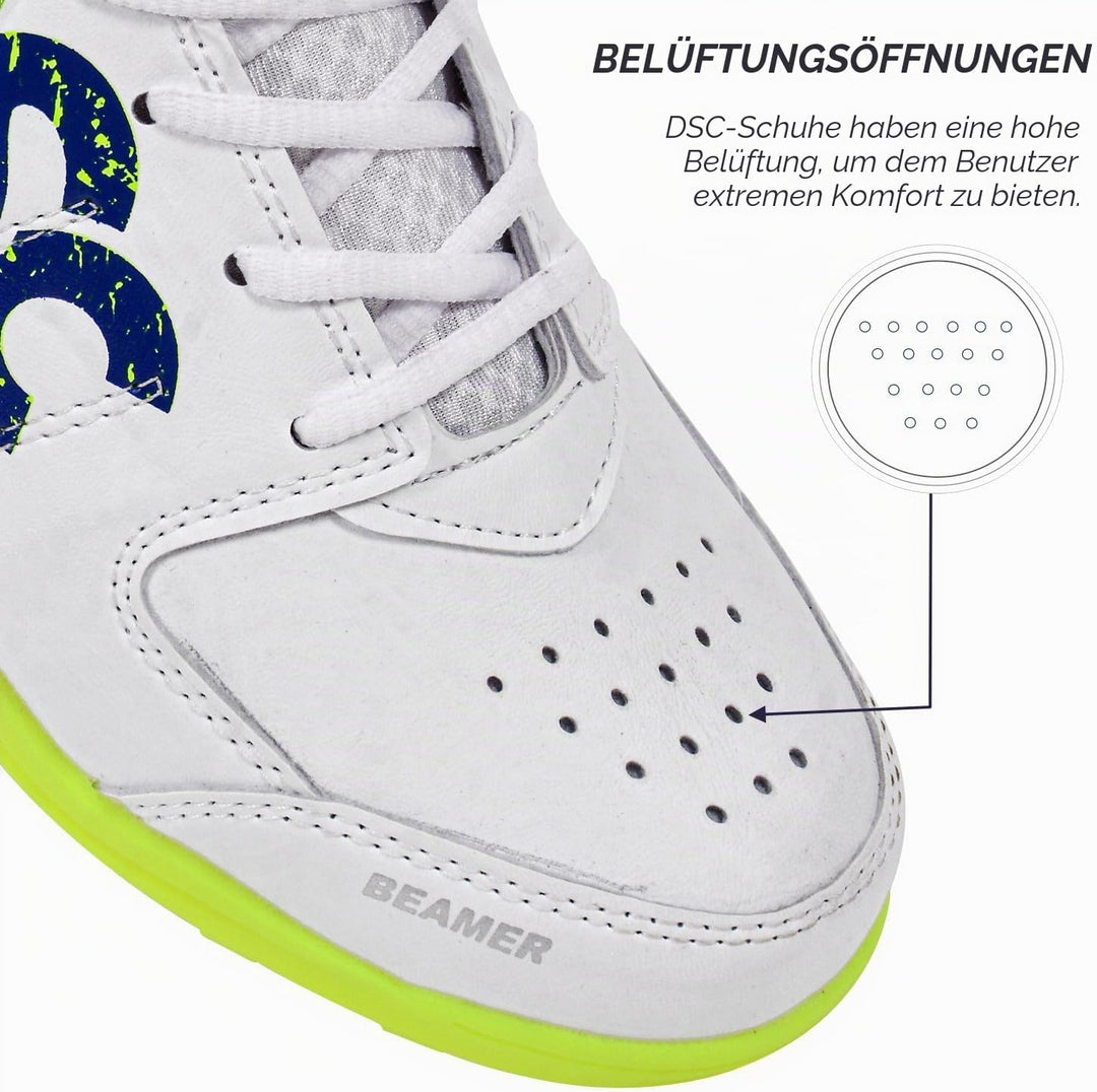 DSC Beamer Cricket Shoes | for Boys and Men | Light Weight | Durable Fluro Yellow White 36 EU, Fluro