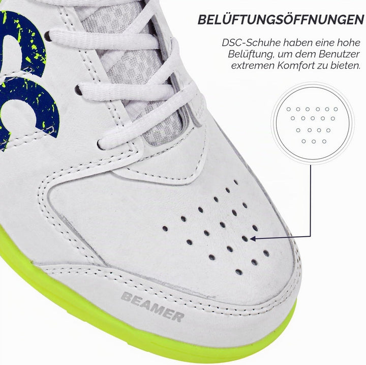 DSC Beamer Cricket Shoes | for Boys and Men | Light Weight | Durable Fluro Yellow White 36 EU, Fluro