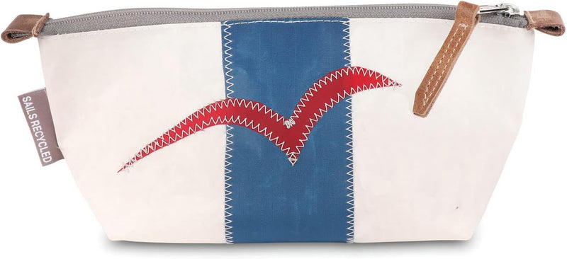 360° Navigator Etui aus Segeltuch, Recycling Federtasche Federmäppchen, weiss blau Möwe rot