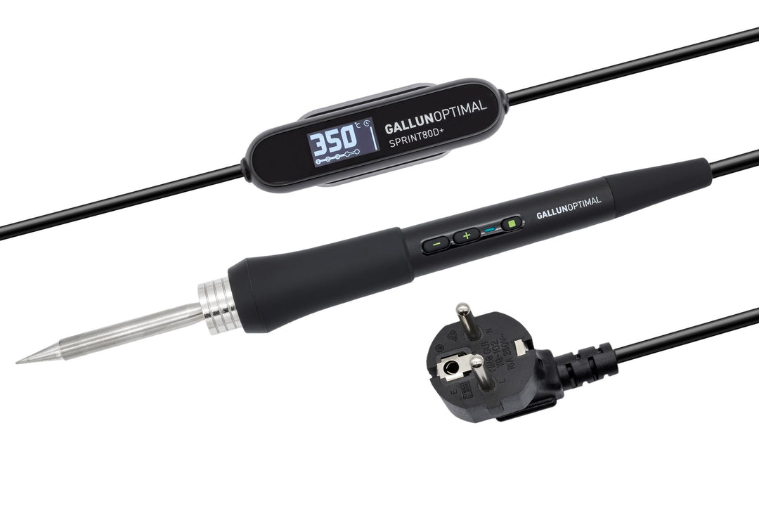 GALLUNOPTIMAL Temperatur geregelter Lötkolben mit OLED-Display und Kartuschenspitze, 1,77m Silikonka